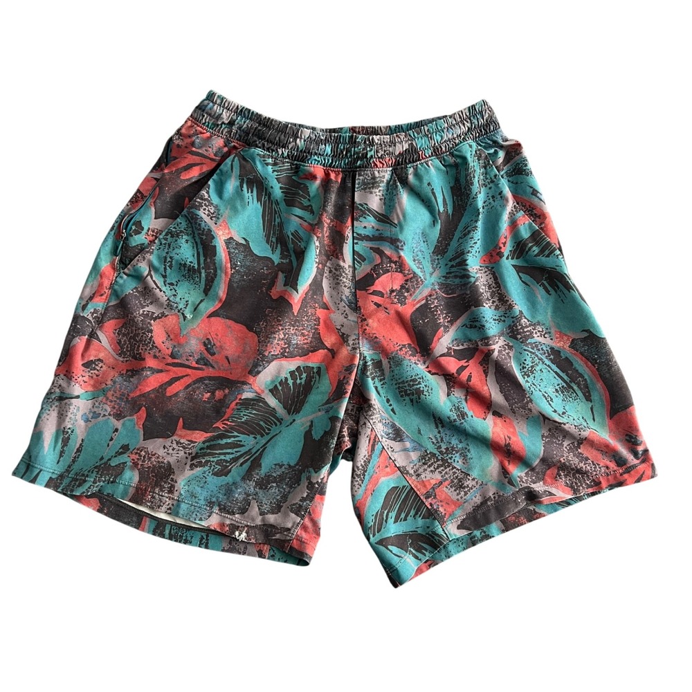 Lululemon Pace Breaker Linerless Shorts 7" Men's Medium Tropical Floral Teal Red